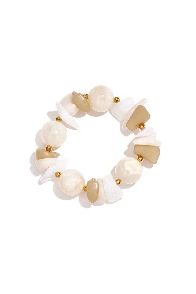 Bijoutheek Armband (Sieraad) Grove Variërende Kralen Beige