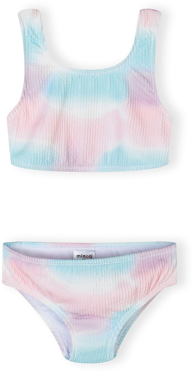Minoti bikini meisjes tie-dye geribbeld - lichtroze
