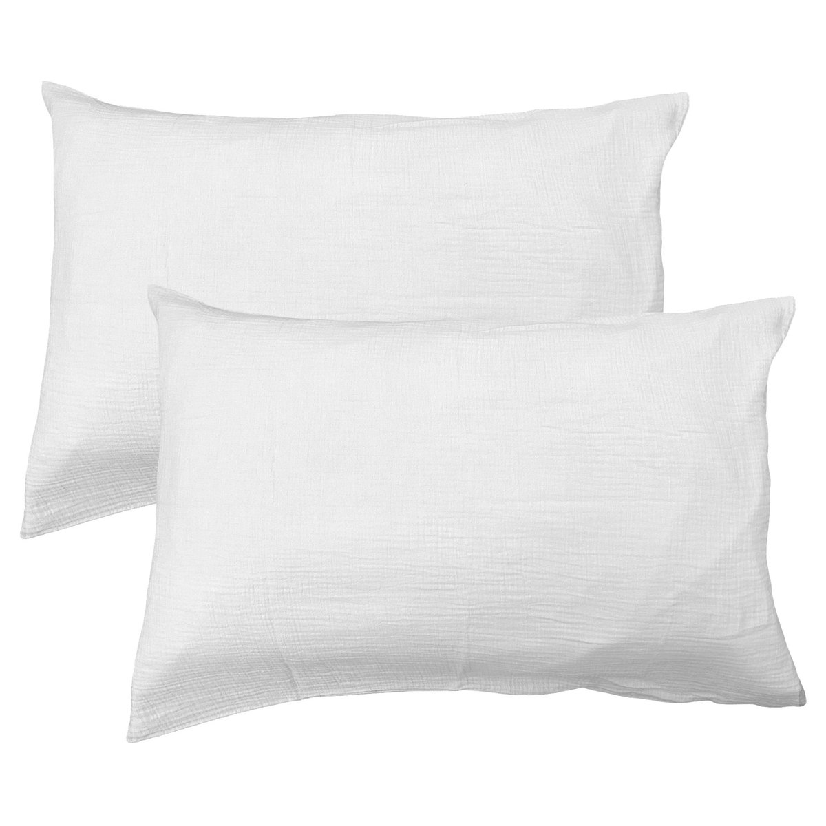 Matt & Rose Set Kussenslopen Wit - (2x) 50 x 70 cm - Mousseline Katoen