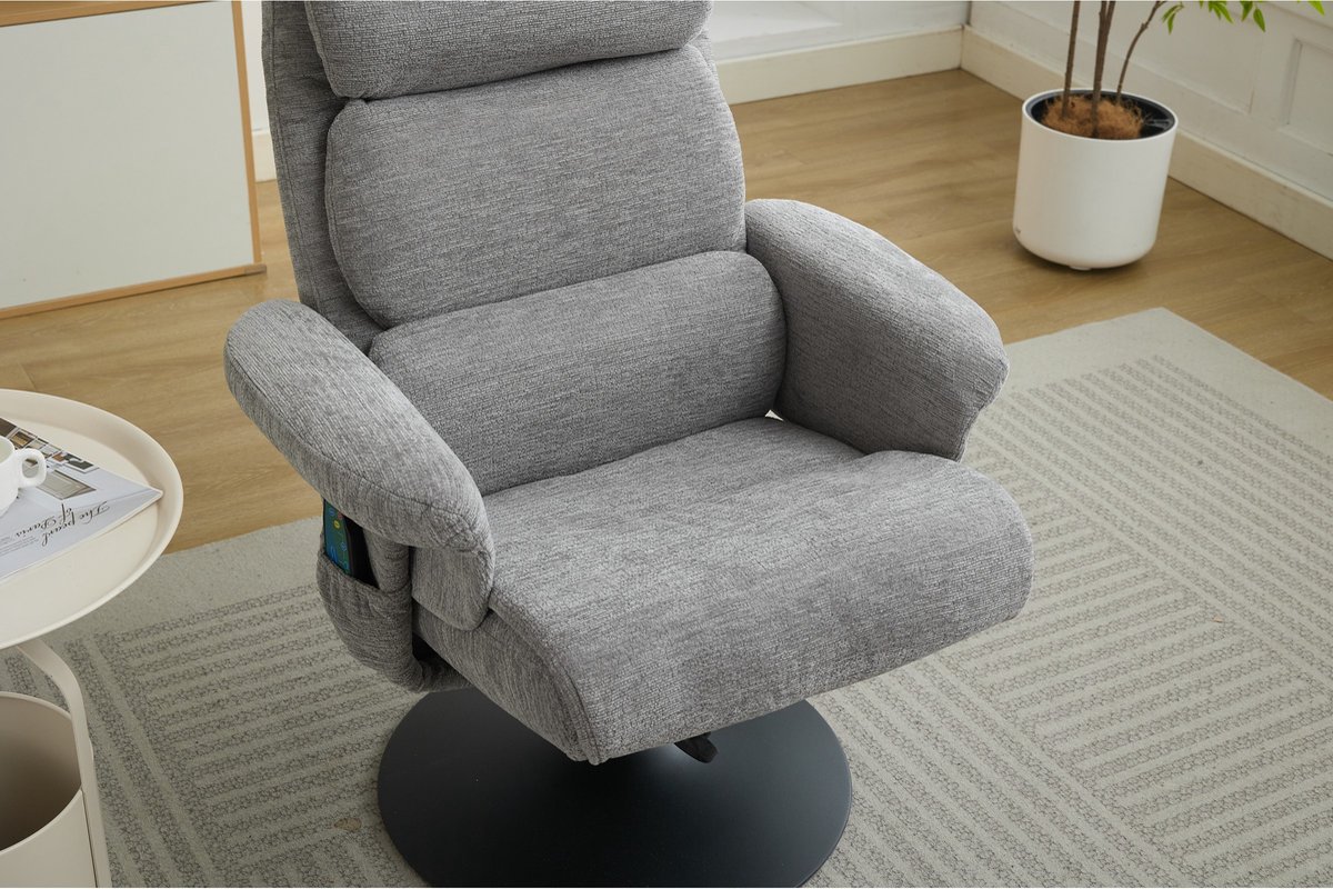 YYchan fauteuil met voetenbank - grijs - 77 x 75,5 x 100 cm