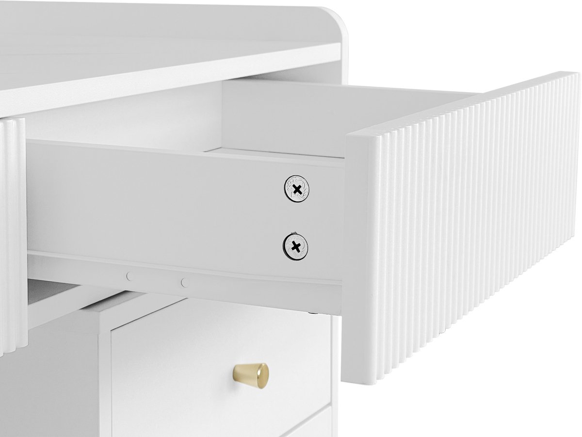YYchan kaptafel - wit - 100 x 40 x 75 cm - met opbergruimte - met LED-verlichting