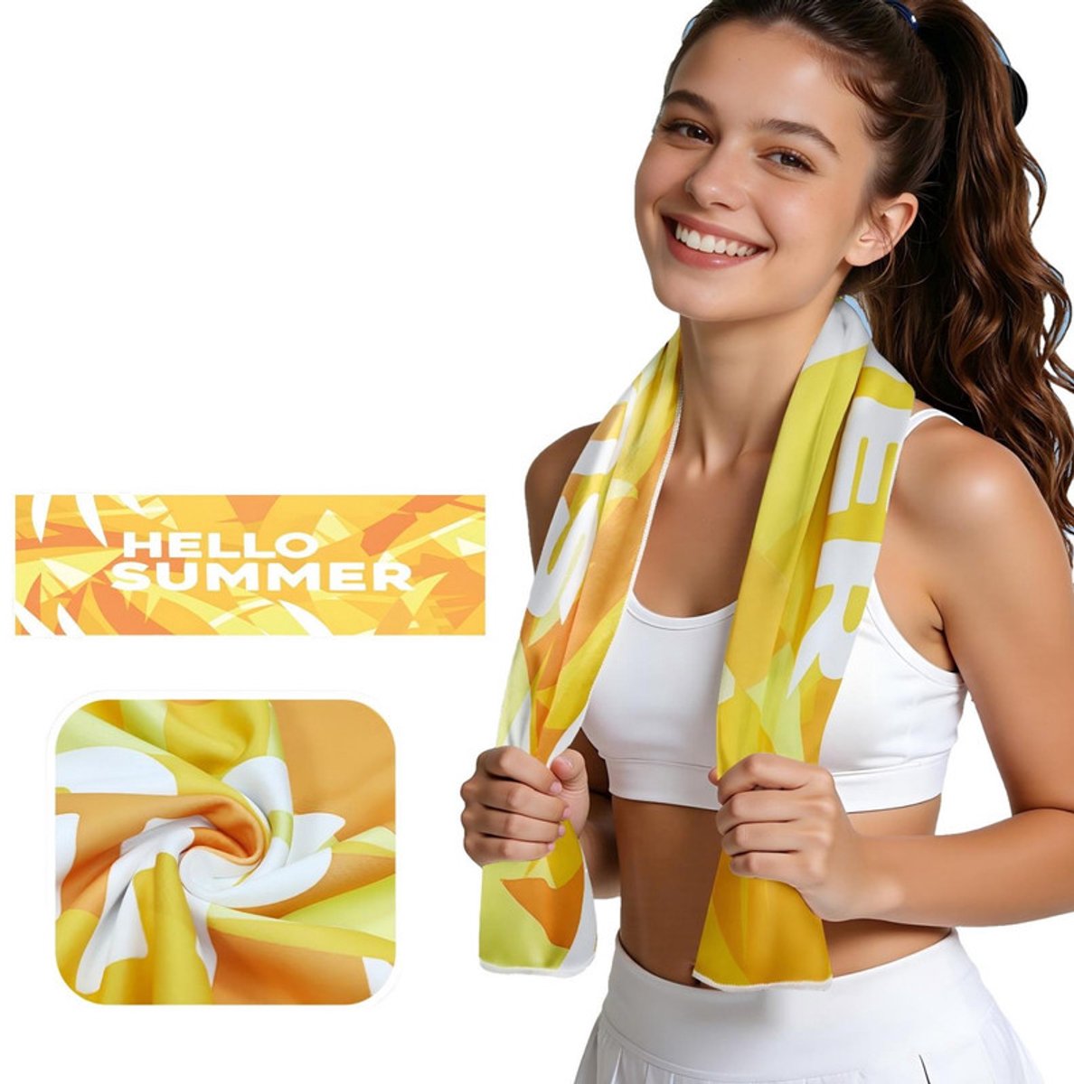 30x100 cm Koelhanddoek – Sneldrogende zomerhanddoek – Sporthanddoek – Yogamat-handdoek – Fitnesshanddoek om zweet af te vegen – Handdoek met print – Draagbare fitnesshanddoek – Unisex – Zweetafvoerend voor fitness, yoga, hardlopen, zwemmen en meer