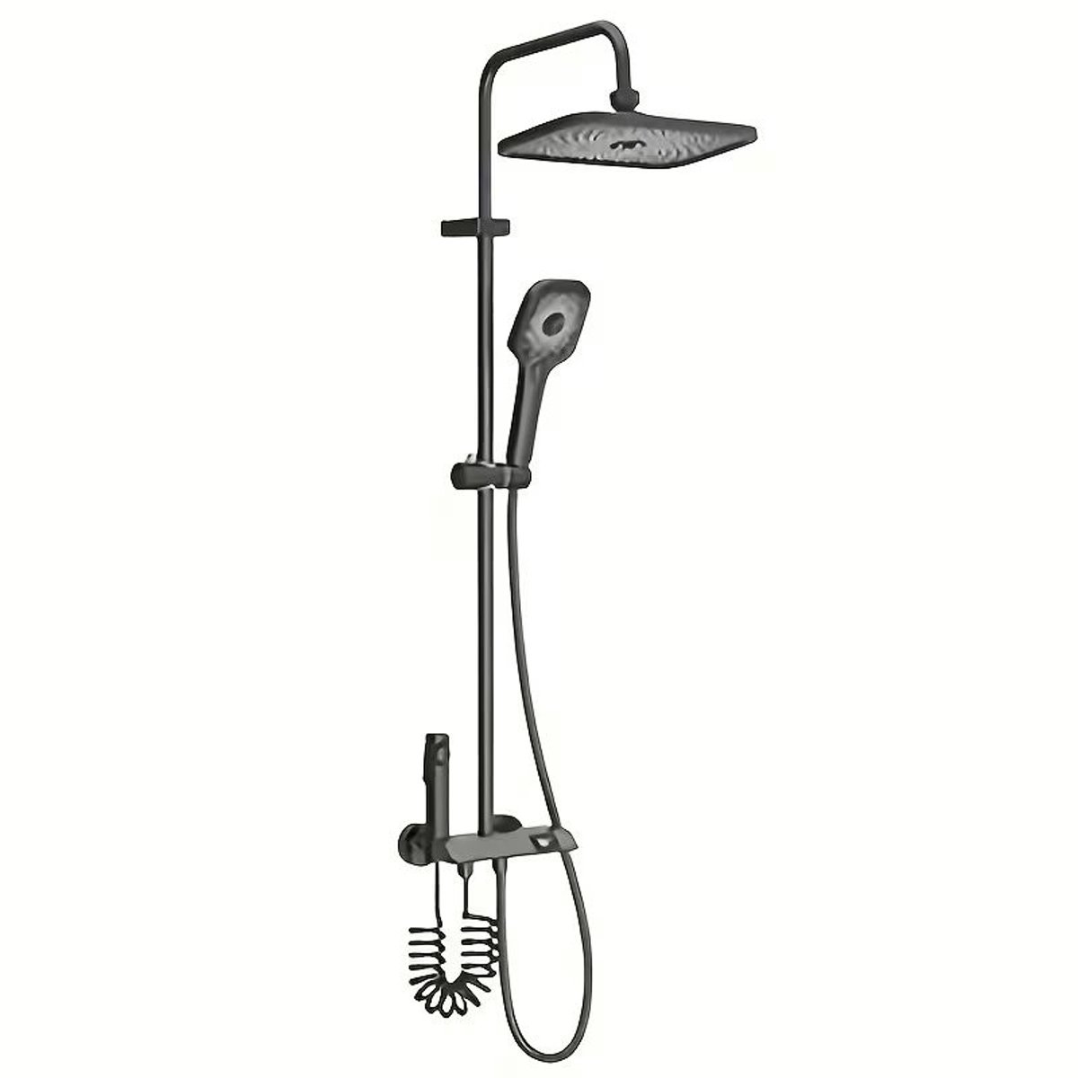 Douchesysteem met wandgemonteerde pianoknop, verstelbare regendouche 20x30 cm, handdouche met 3 standen, body sprays-GRIJS.