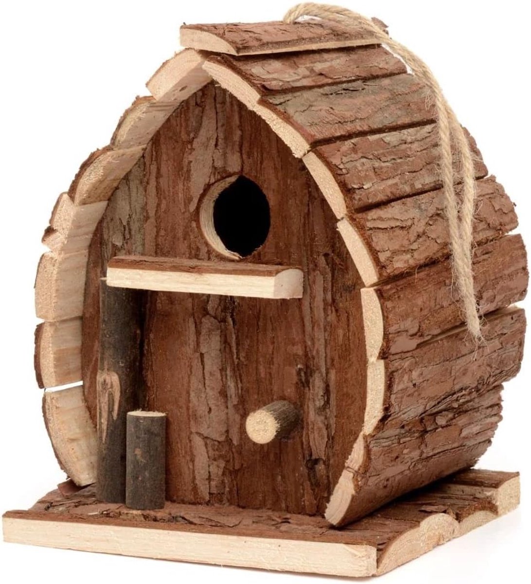 Thijox - Vogelhuis Hout - Rustiek & Weerbestendig - Ideaal voor Tuin, Balkon, Boom - Vogelnestkast met 30 mm Gat - Natuurlijke Uiterlijk voor Kleine V