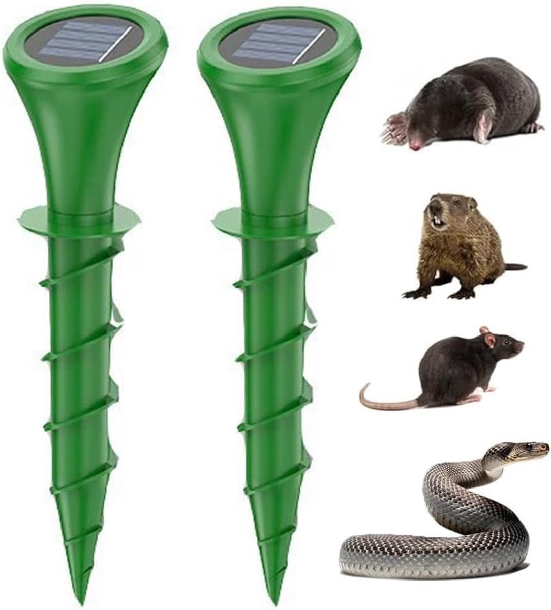 SnelShoppen - Dierenverjager Ultrasone Mollenverjager Zonne-energie LED Waterdicht IP65 - Verdrijft Mollen, Katten, Honden, Vogels, Vossen en Ratten -