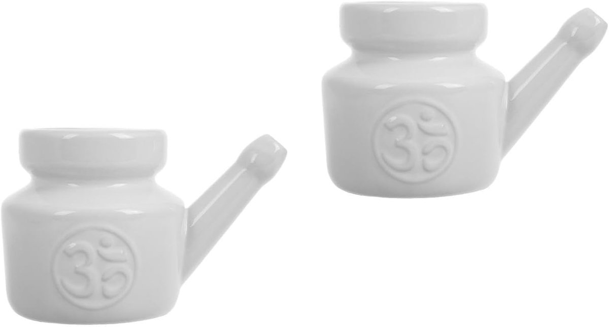 SnelShoppen - Healvian Neti Keramische Pot 2 stuks - Duurzame Neusspoeling, Neusspoelfles voor Grondige Neusreiniging, Keramiek, Gezondheid en Wellnes