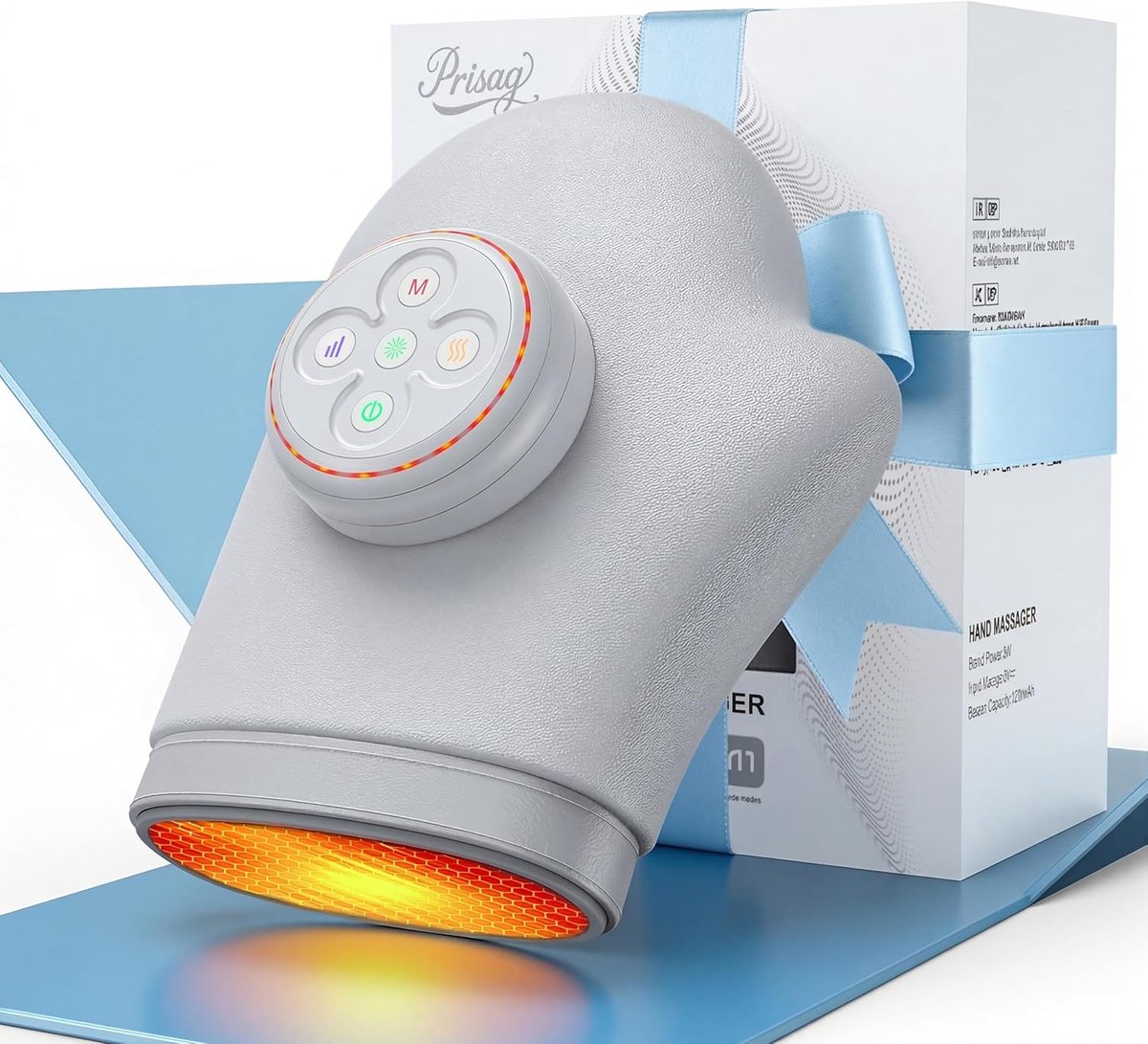 Thijox - Elektrisch Handmassageapparaat met Warmte, Ideaal voor Kantoormedewerkers, Reizen en Thuisgebruik, Zilver, Verlichting van Handongemak, Gesch