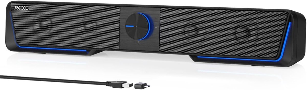 Thijox - A40 USB Computerluidsprekers met Bluetooth, Stereogeluid, Trillende Membraan, Touch-Control LED, Type-C Adapter voor Desktop en Laptop