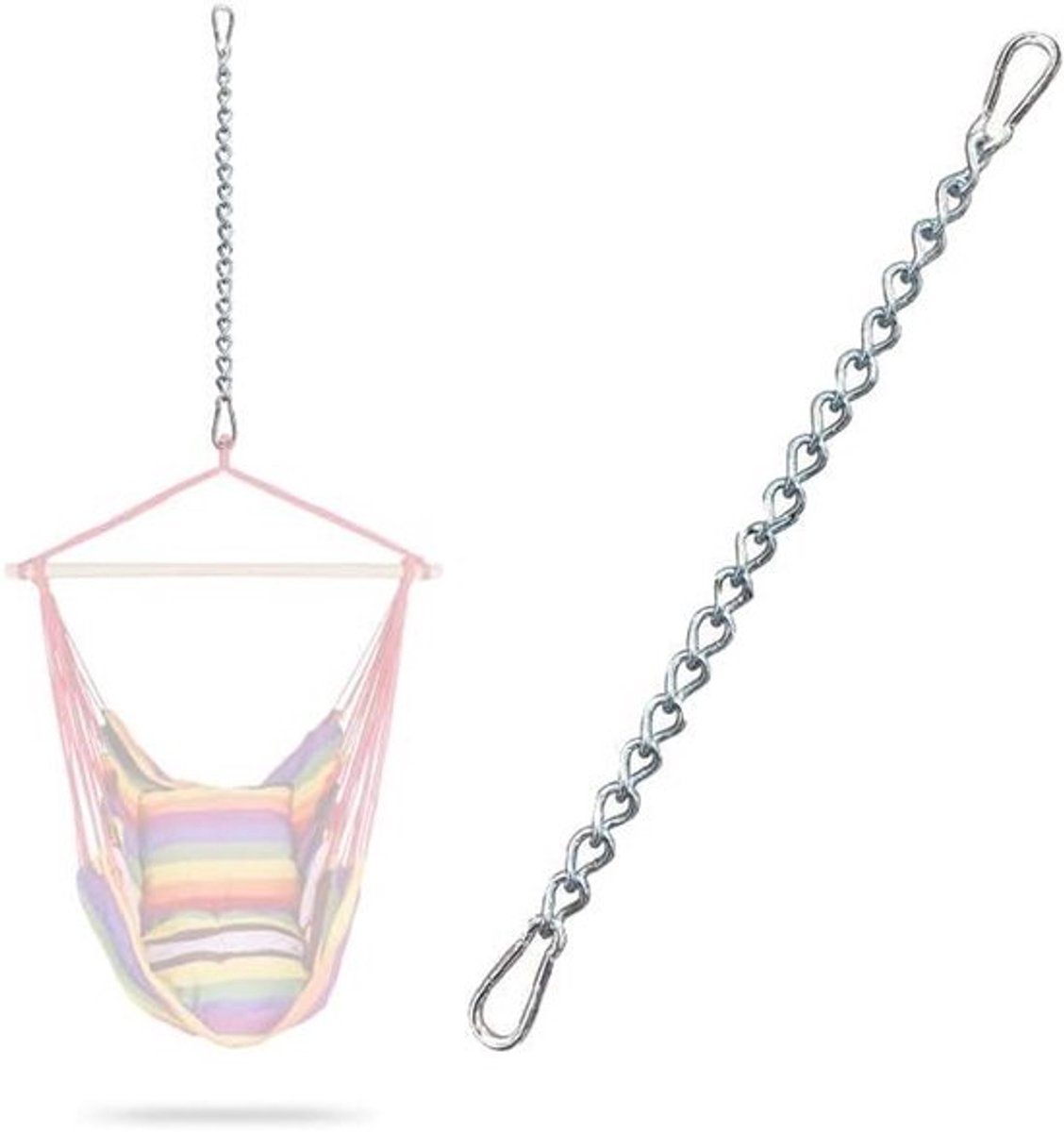 Hangketting voor zware belasting - SUS304 roestvrij stalen ketting - met 2 stuks karabijnhaken - haak voor schommelstoelen - zandzak ophangen - Geschikt voor buiten - Zilver gecoat - Tuin accessoire