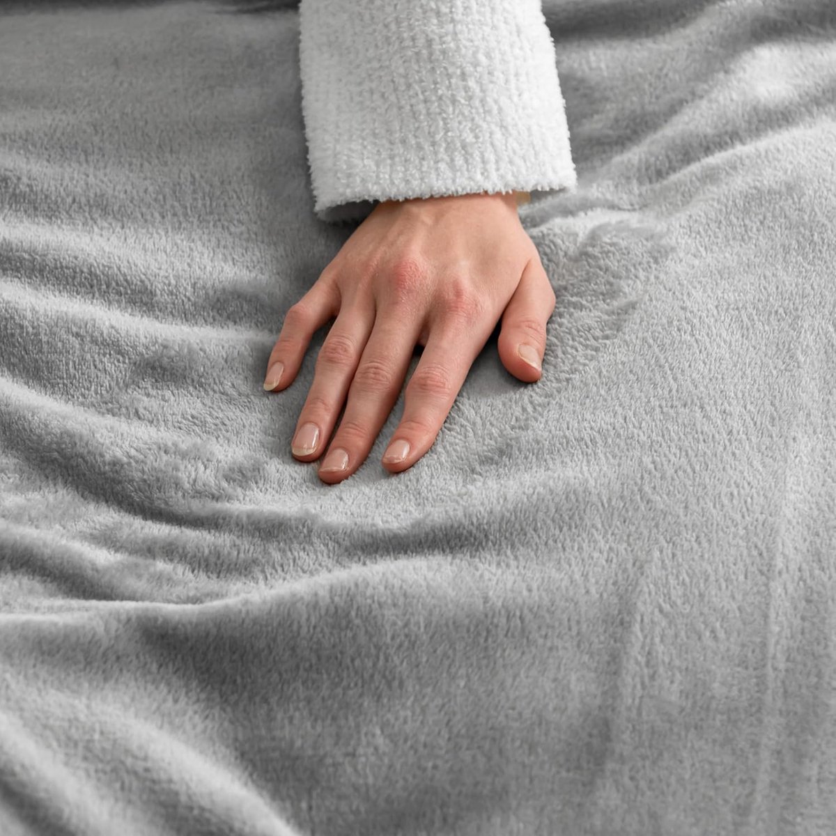 Thijox - Good Nite Fleece Deken Pluizige Dekens 150 x 200 cm Flanel Warme Zachte Plaid voor Bank, Tweepersoons, Grijs, Ideaal voor Thuis, Slaapkamer e