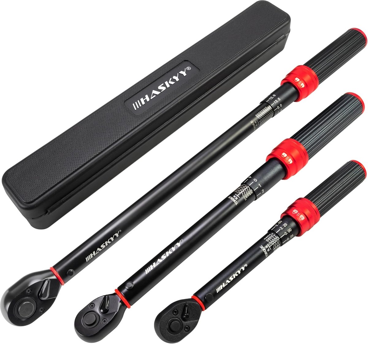 HASKYY Torque Wrench Set 1/4 Inch 3/8 Inch 1/2 Inch 5-25 Nm 20-120 Nm 65-350nm 3-Piece Torque Wrench for Bicycle - ShopVlot