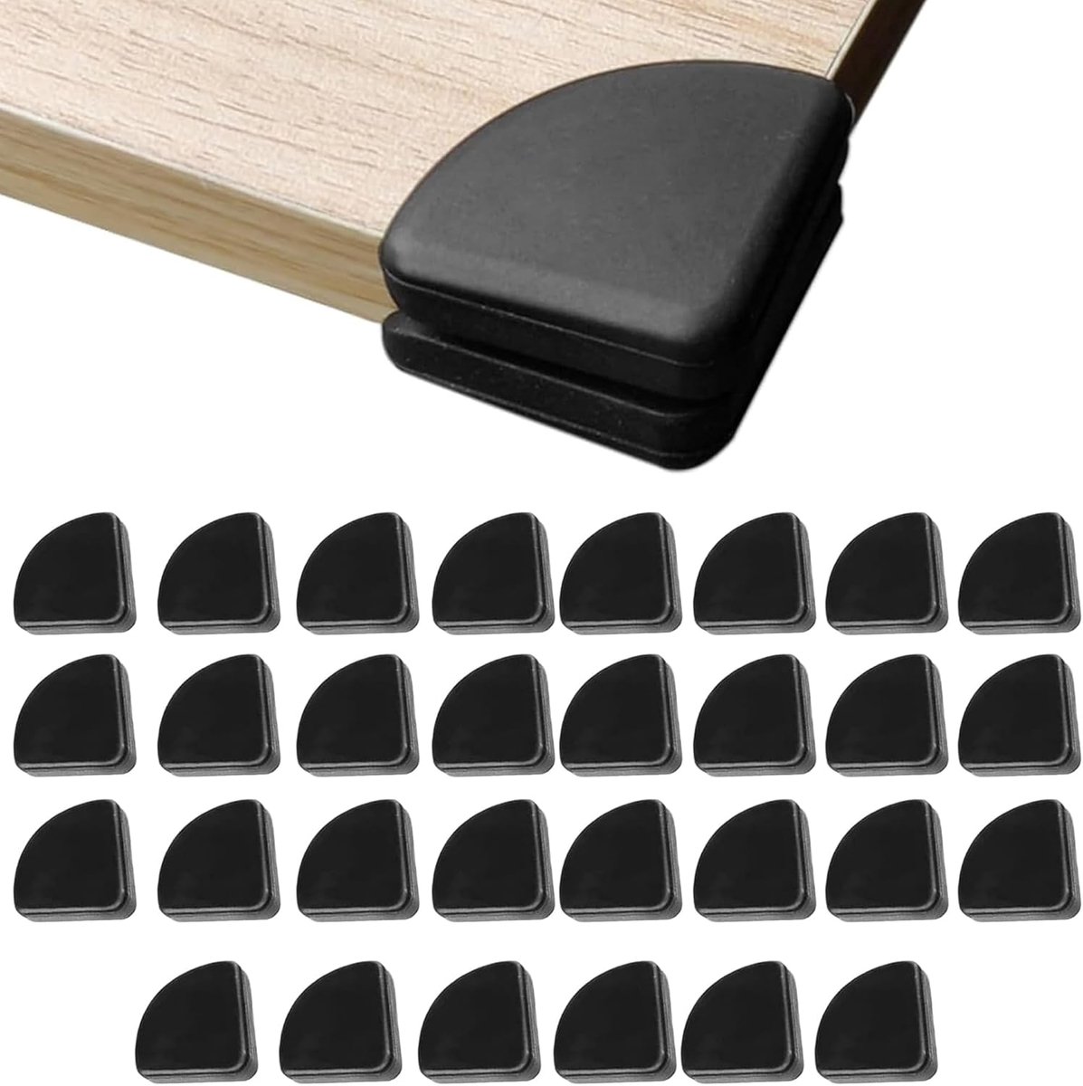 SnelShoppen - Pack van 30 Hoekbeschermers voor Kinderen - Zachte Zwarte Silicone Meubel Hoekbeschermers 3 cm - Veiligheidsbescherming voor Kinderen en