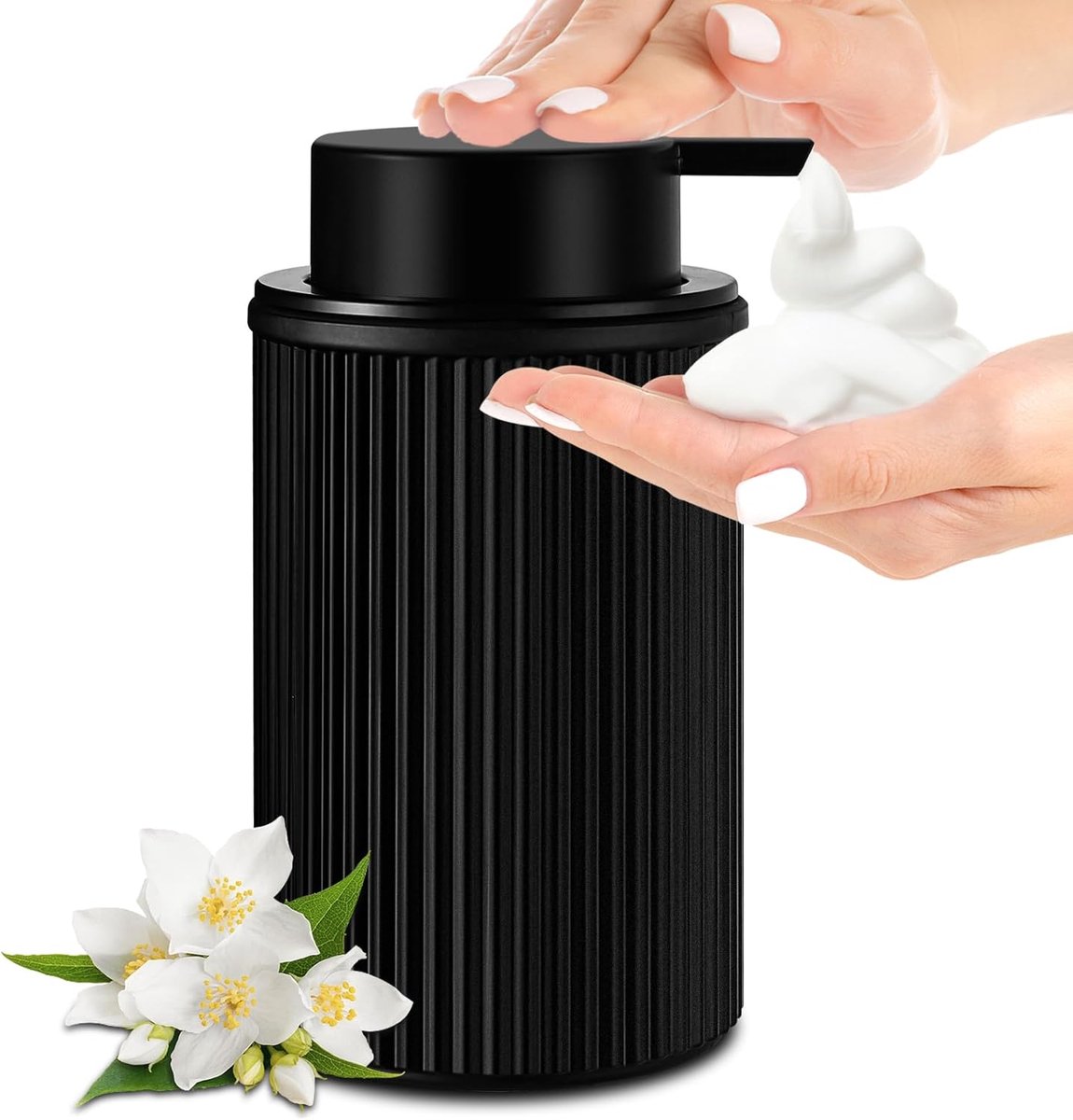 Thijox - Schuimzeepdispenser 325 ml - Zwart Mat Glas - Moderne Navulbare Zeepschuimdispenser voor Keuken en Badkamer - Handzeep- en Afwasmiddeldispens