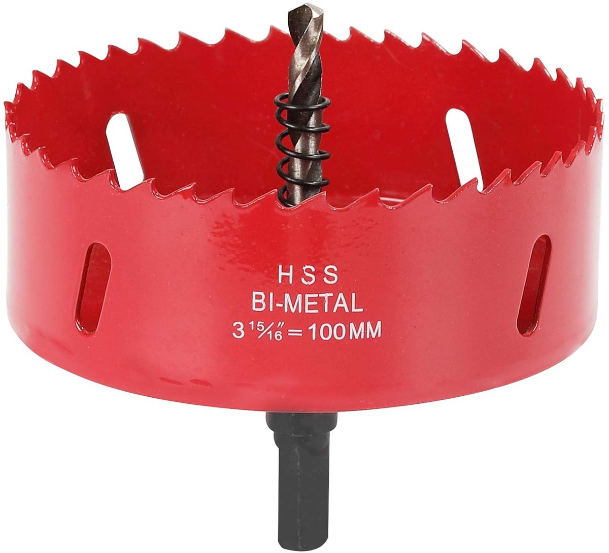 Hole Saw 100 mm, HSS M42 High-Speed Steel Bi-Metal Hole Saw, Hole Cutter with Hex Shank and Drill Bit for Wood - ShopVlot