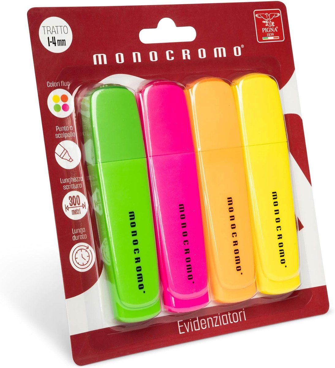 Thijox - Set van 4 Neonmarkers Fluorescerend (Geel, Roze, Groen, Oranje) met Wigvormige Punt voor School, Kantoor, Notities, Documenten, Markeren, Cre