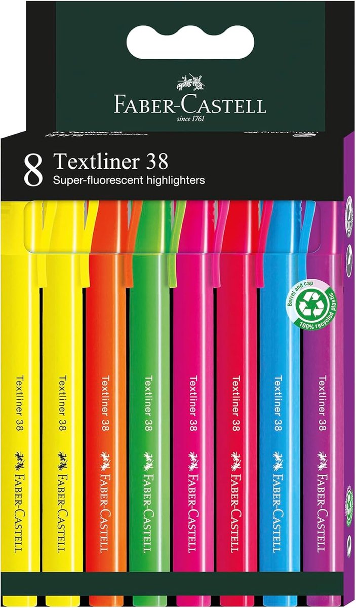 Thijox - Markeerstiften Set - 8 Heldere Textliners met Dunne Schacht - Duurzaam en Ergonomisch - Perfect voor School, Studie en Kantoor - Fijn en Bree