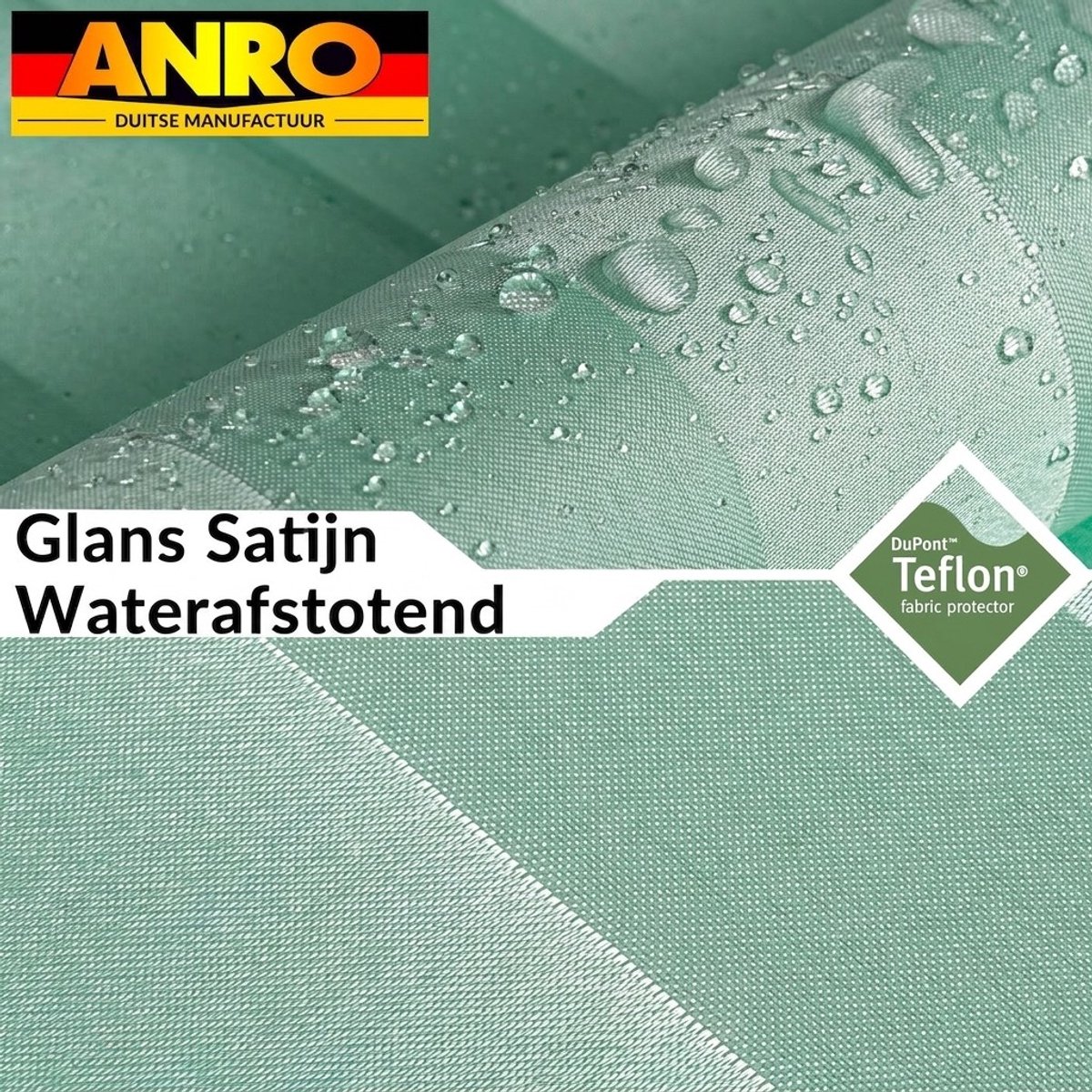 ANRO Douchegordijn Effen Groen 180x200cm Wasbaar Met Ringen Waterafstotend Badgordijn