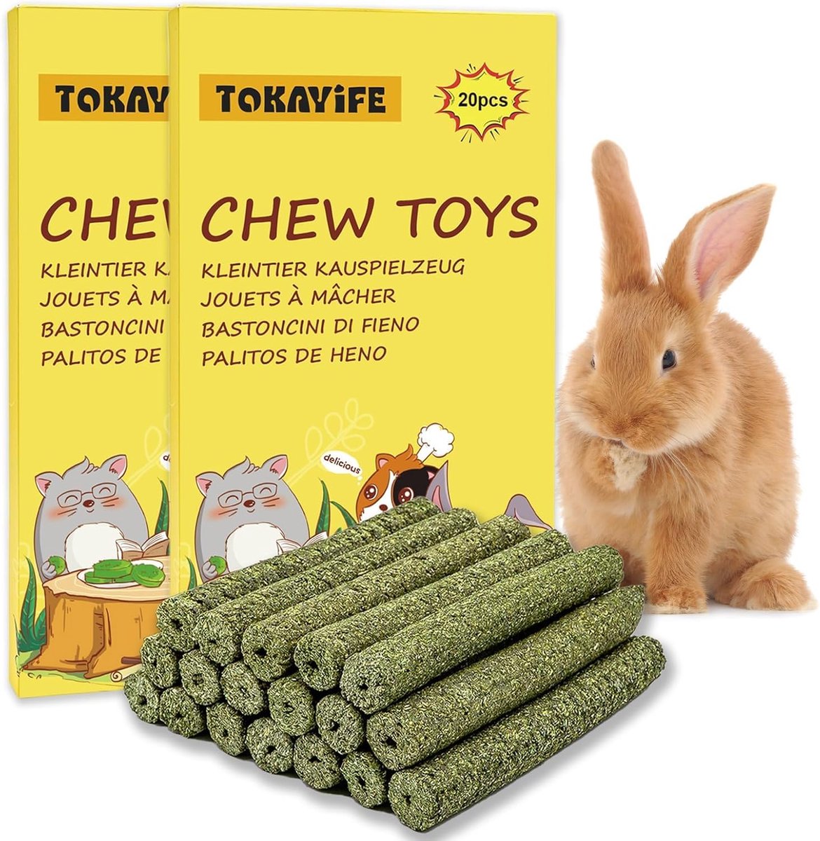 Thijox - Konijn Kauwspeeltje Timothy Hooistok Hooi Sticks - Snacks voor Konijnen, Chinchilla's, Cavia's en Hamsters - 40 Stuks van Alfalfa en Timotheü