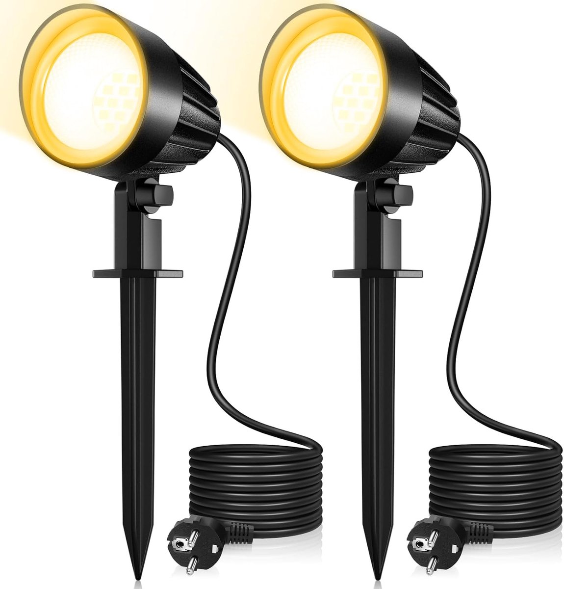 Thijox - 2x 7W Tuinverlichting Warm Wit 2700K 500LM Waterdichte Tuinschijnwerper IP66 met Grondpen voor Buiten, Tuin, Terras, Bomen en Paden