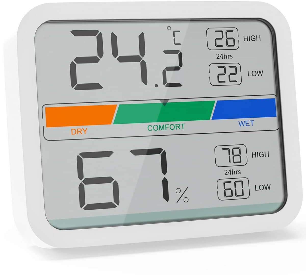Thijox - Digitale Thermometer Hygrometer Binnen met Magneet - Nauwkeurige Thermo-Hygrometer - MIN/MAX Registraties - Wit - Ideaal voor Kamer, Keuken e