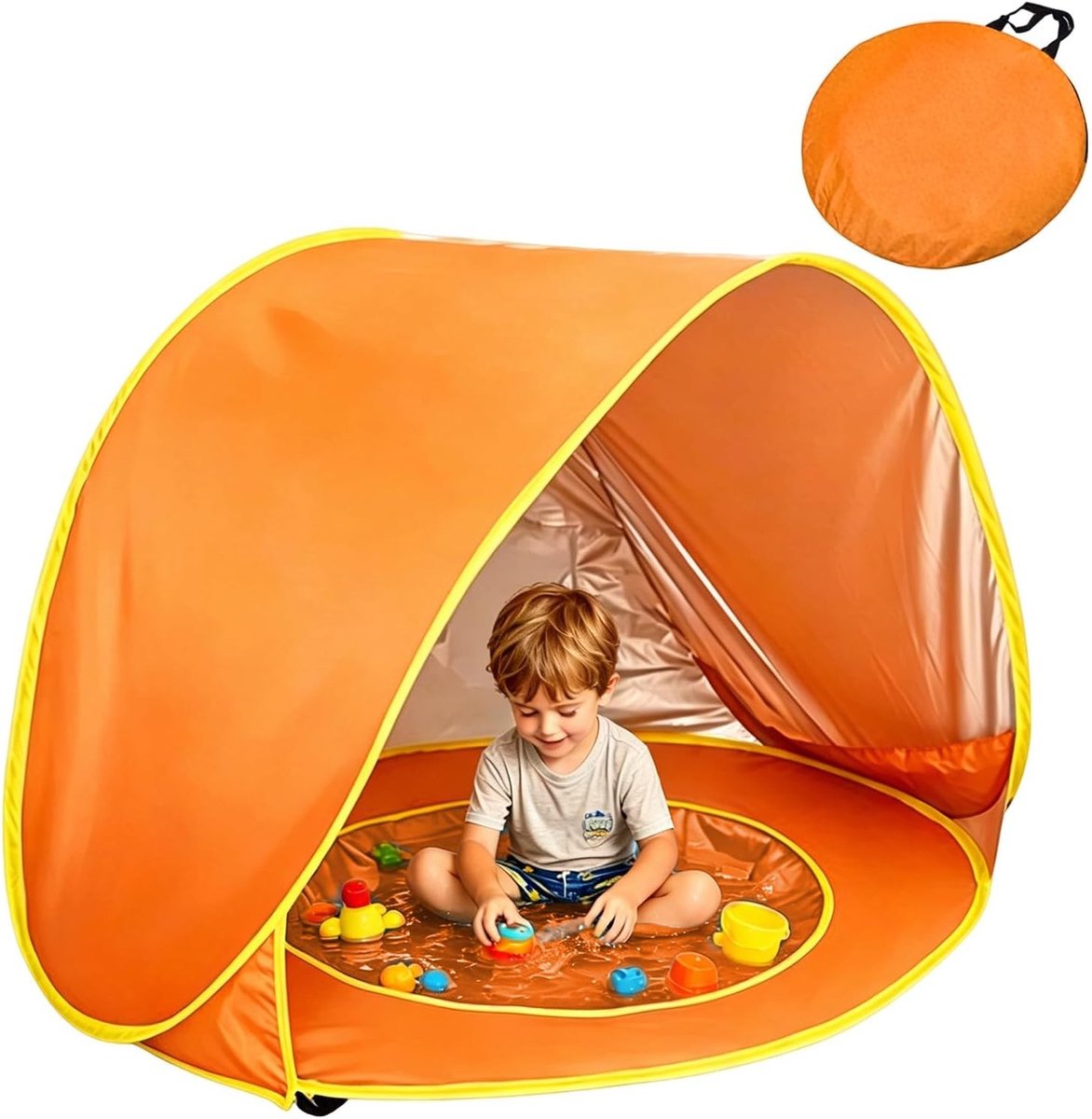Draagbare pop-up babystrandtent met mini-zwembad, UV-bescherming, perfect voor strand, tuin en camping, veilig en comfortabel voor peuters