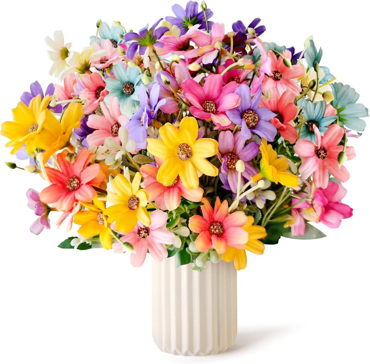Kunstbloemen zoals echte kunstbloemen, boeket, uv-bestendige zijden bloemen, balkonplanten, kunstbloemen voor kamer, tafel, balkon, tuin, buiten, wilde bloem (5 kleuren)