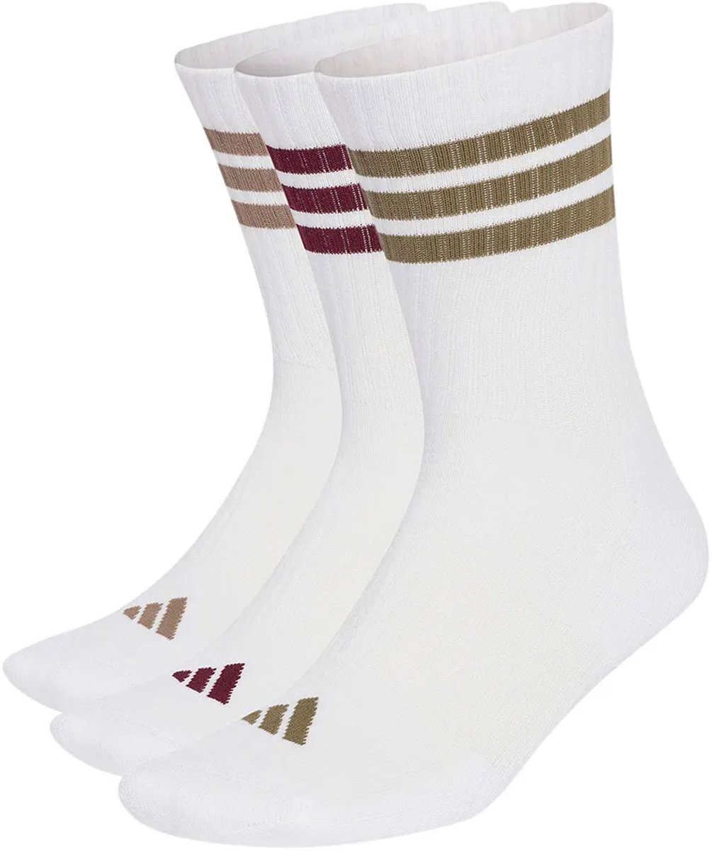 Adidas 3 Stripes Cushioned Sportswear Crewsokken 3 Paren Khaki