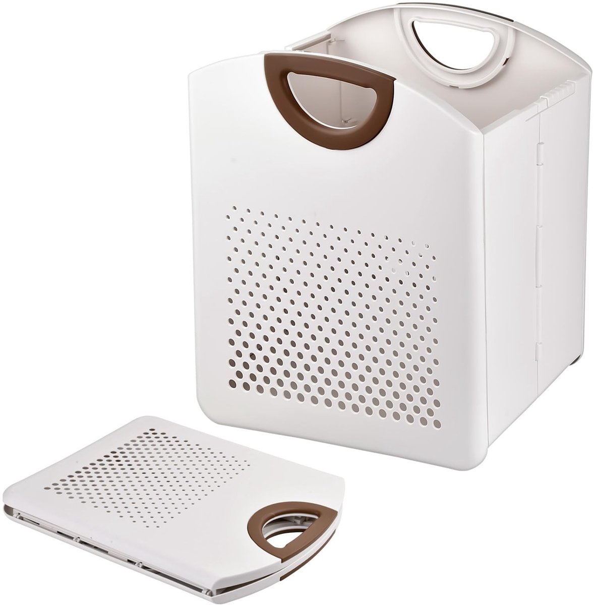 Dailygoods - Opvouwbare wasmand, 27 liter, kunststof materiaal, opvouwbare vuile wasmand met handvat, robuuste ademende vuile wasmand voor badkamer, slaapkamer, wit