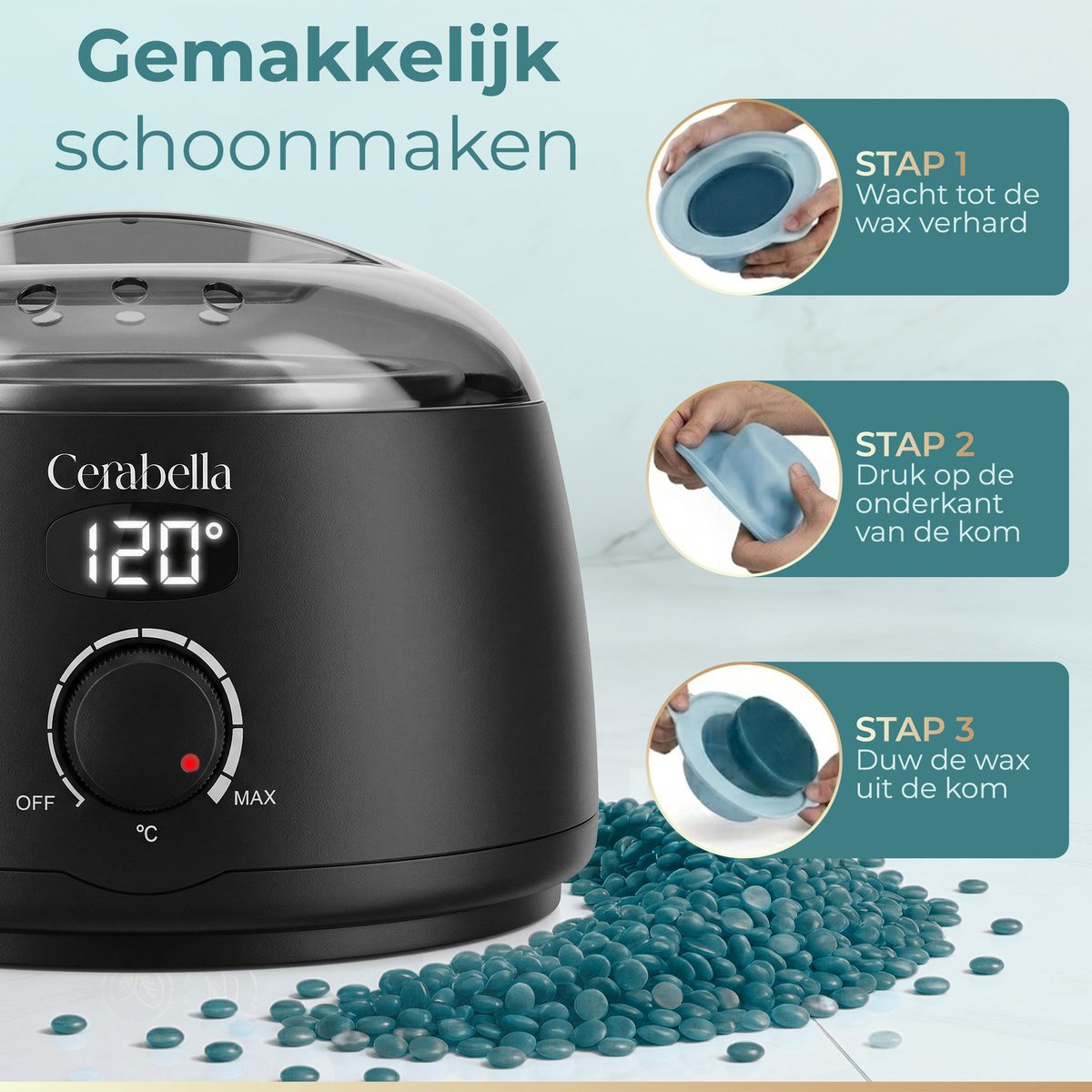 Cerabella® Professionele Wax Apparaat - Complete Set Inclusief 400 gram Wax Bonen - Ontharing Set voor Thuisgebruik - Wax Verwarmer - Wax Beans Heater - Wax Smelter Machine Pot - Zwart — cadeau in Verzorging - foto 4