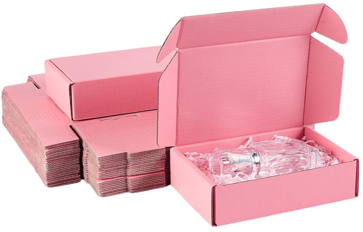 Dailygoods- Verzenddozen 30 Stuks - Roze Dubbelzijdig - Verpakking voor Kaarsen - Verzenddozen voor Kleine Bedrijven - 15 x 10 x 4 cm - Duurzaam Karton - Verpakkingsdozen