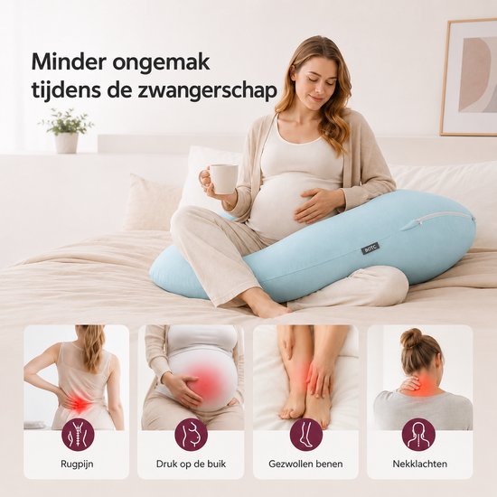 BOTC Zwangerschapskussen - Zijslaapkussen - Body Pillow - Kussen XL - Lightblauw van Merkloos — afbeelding 2