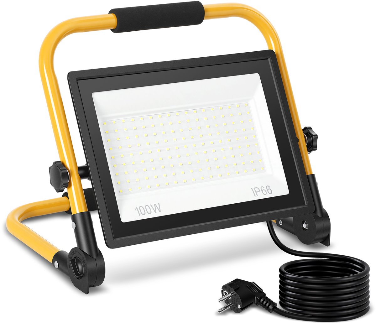 LED Bouwlamp Buiten 100W - 8000LM Schijnwerper - IP66 Waterdicht - Koud Wit 6500K - Professionele Werklamp