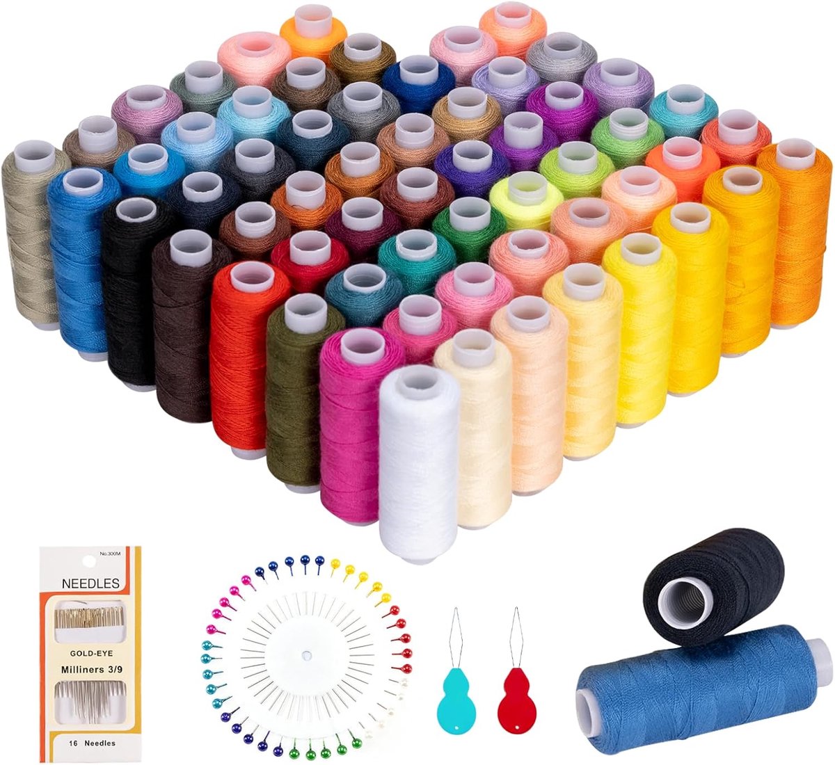 Naaigaren voor naaimachine, garen 250 yard/rol, 100% polyester, naaigaren voor naaigaren met naalden, draads en spelden