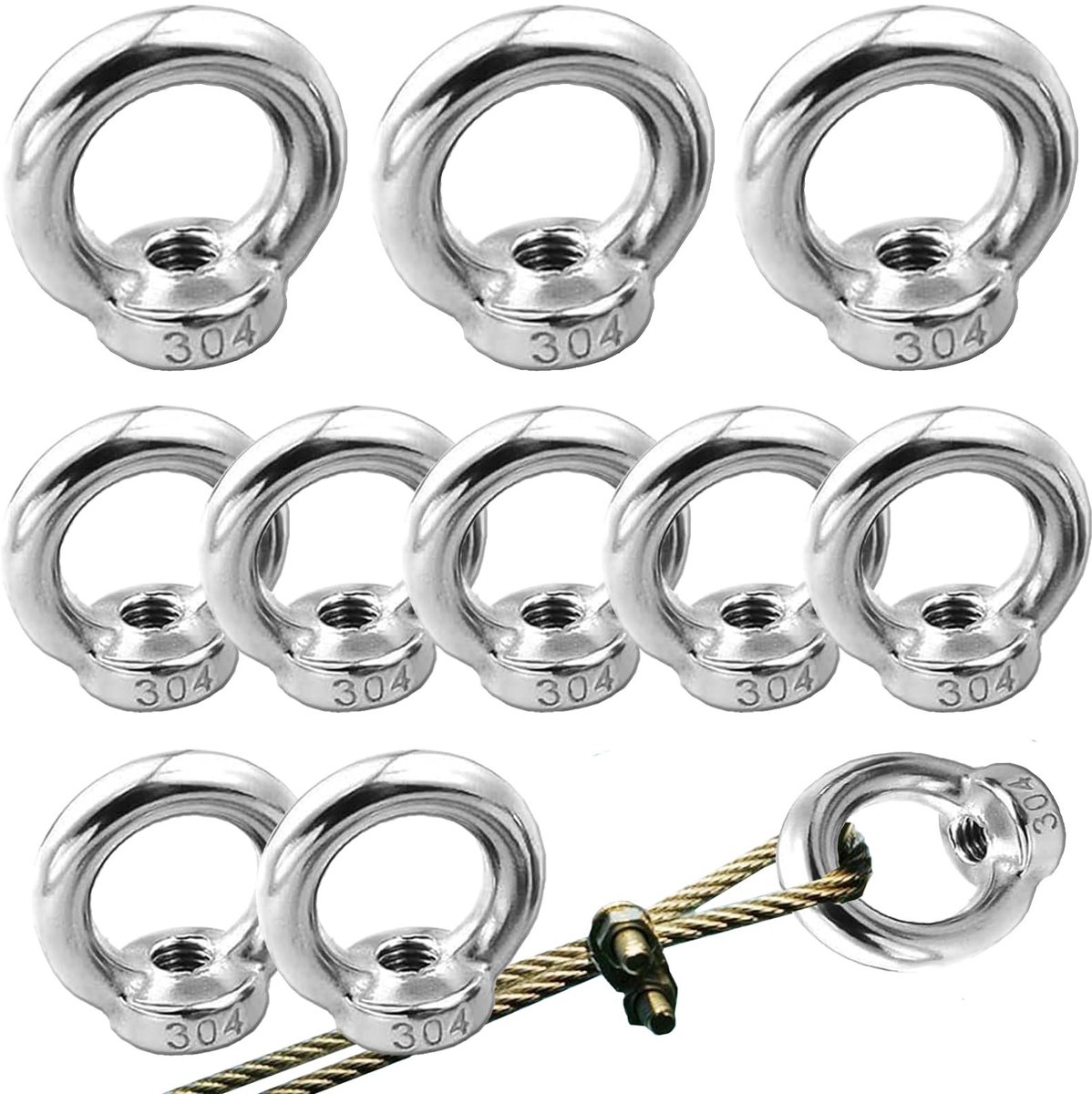 Dailygoods - 10 Stuks M5 Oogmoer van Roestvrij Staal voor Bevestiging