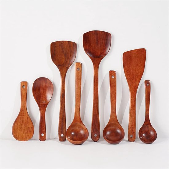 Spatel voor Koken, Massief Keukenspatel met Lang Handvat, Pannenlifter van Hout Keukengerei voor Wok, Pan met Antiaanbaklaag, Kookgerei voor Bakken, Koken, 33 x 8 cm, 2 Stuks — afbeelding 2
