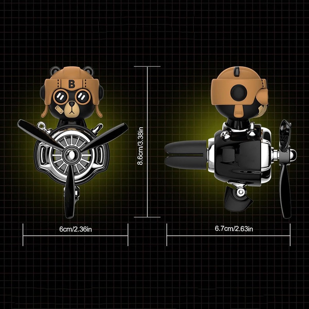 Auto Luchtverfrisser Clip - Vliegtuig Vorm - Frisse Geur - Schattig Beer Piloot Design - Compact Formaat - Bruin