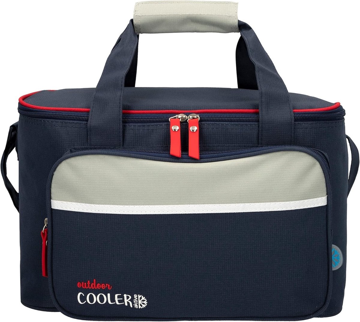 Koelrugtas - Marineblauw en Grijs - 16,5 L - Zachte Koeltas met Warmte-isolatie en Verstelbare Schouderriem - Voor Buitenshuis Gebruik
