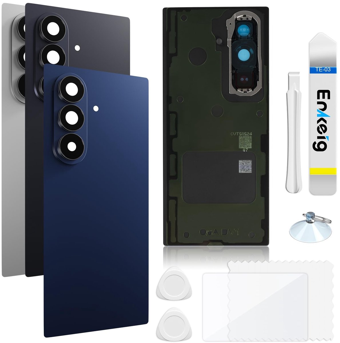 Solidchoice - Vervangingsglas voor Achterzijde van Smartphone met Reparatieset (Blauw)