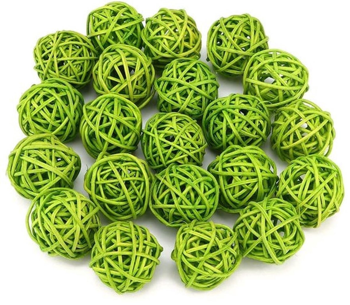 Rotan Ballen Set van 20 - Decoratieve Bollen - Vaasvullers - Tuin/Kerstversiering - Hoogwaardig Rotan - Lichtgewicht en Duurzaam - Decoratieballen