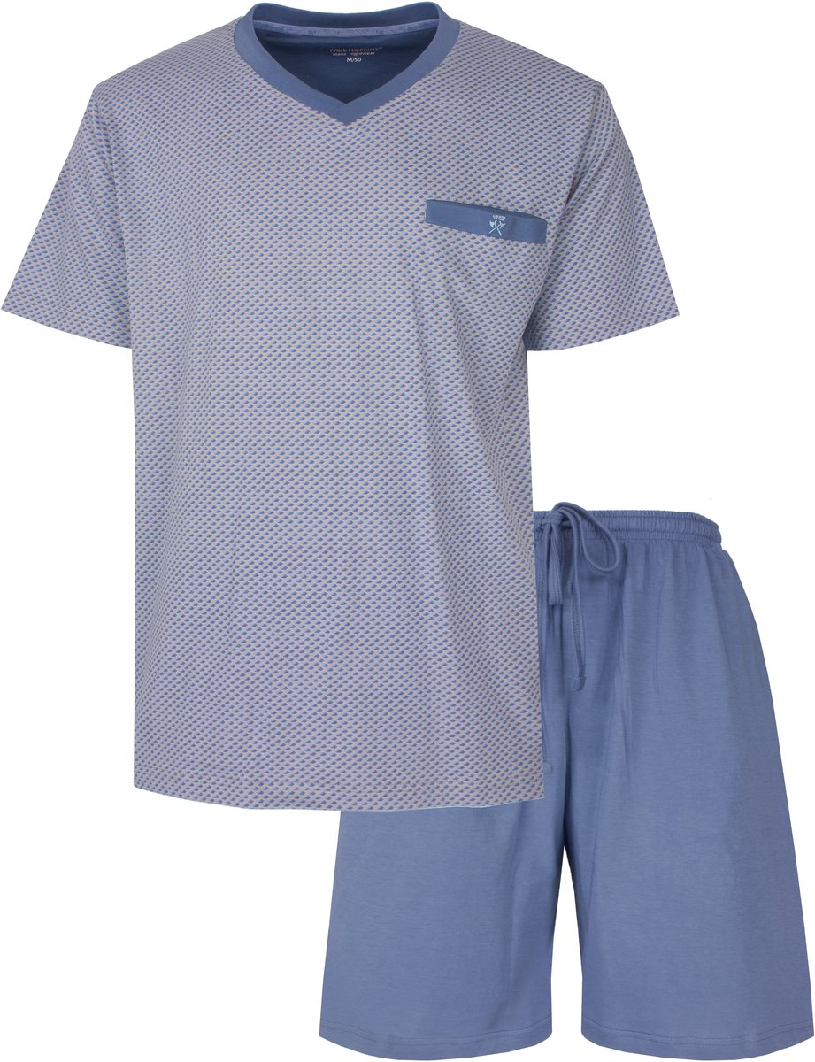 Paul Hopkins Heren Shortama - V-hals - Korte Mouwen - Licht Blauw - Maat XL