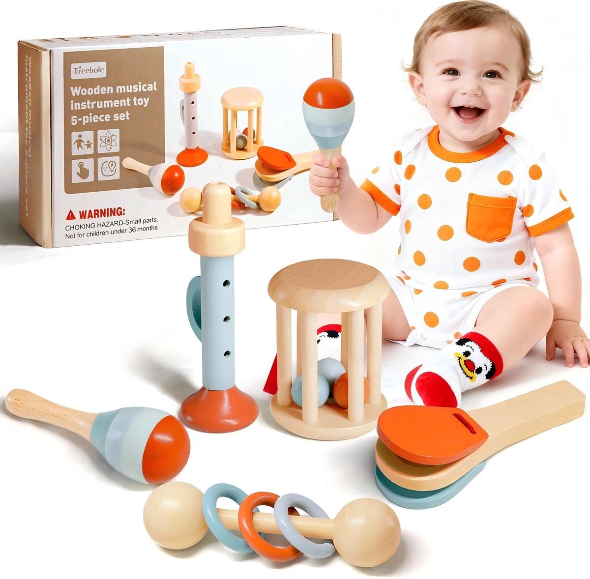 Casalora Montessori Peuterspeelgoed – 5-delige Set – Sensorisch & Educatief – Muzikaal Speelgoed – Geschikt voor 2–4 Jaar – Cadeau voor Peuters