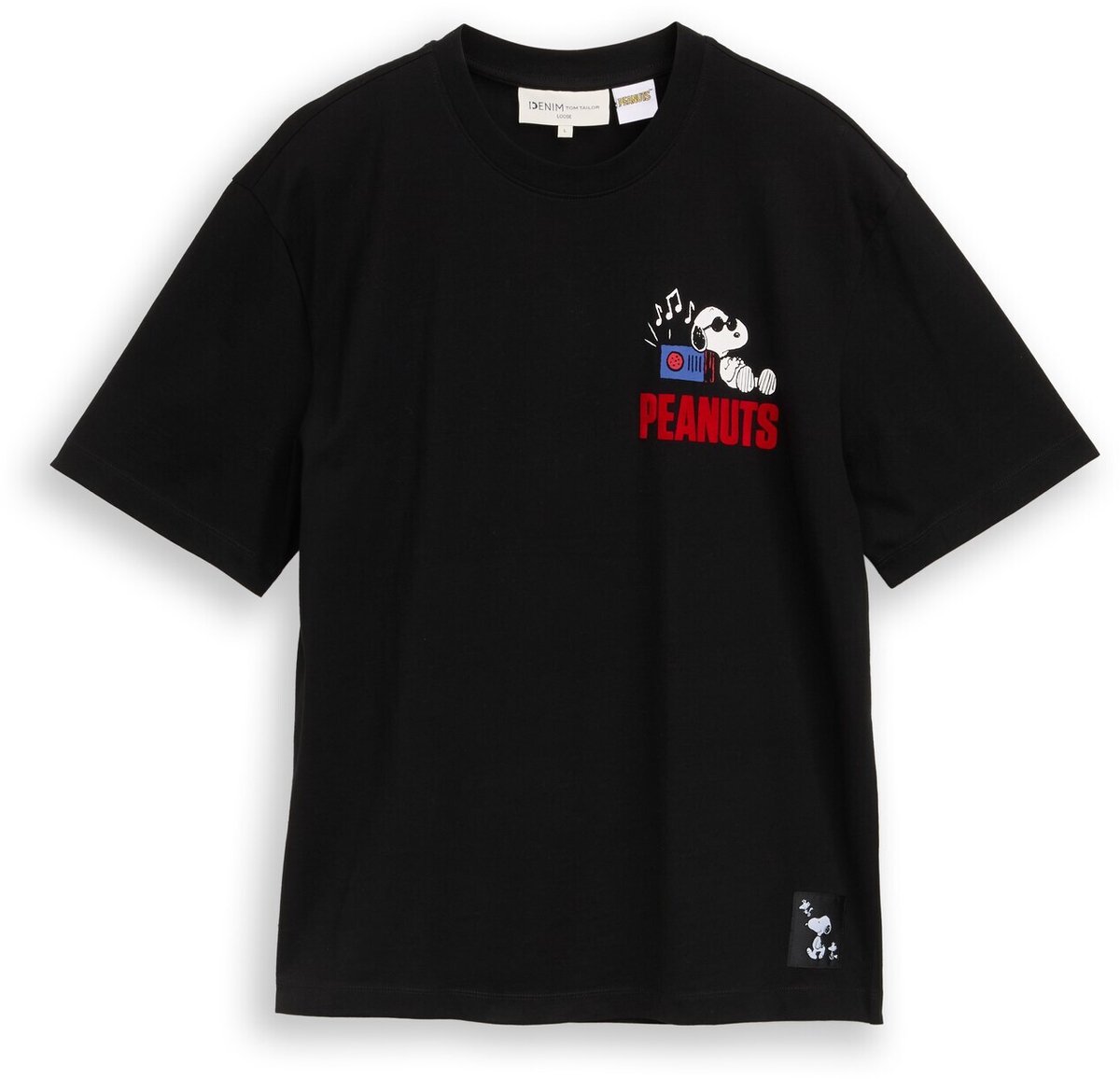 Tom Tailor Denim - T-shirt met relaxte pasvorm en Snoopy-print - Maat XS - Black