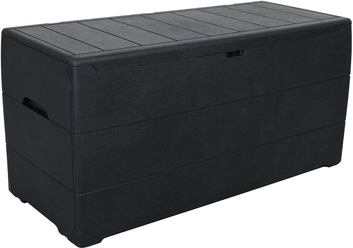 Famanu – Opbergdoos van 270 liter, tuinmeubelorganizer, plastic kussenbox, donkergrijs