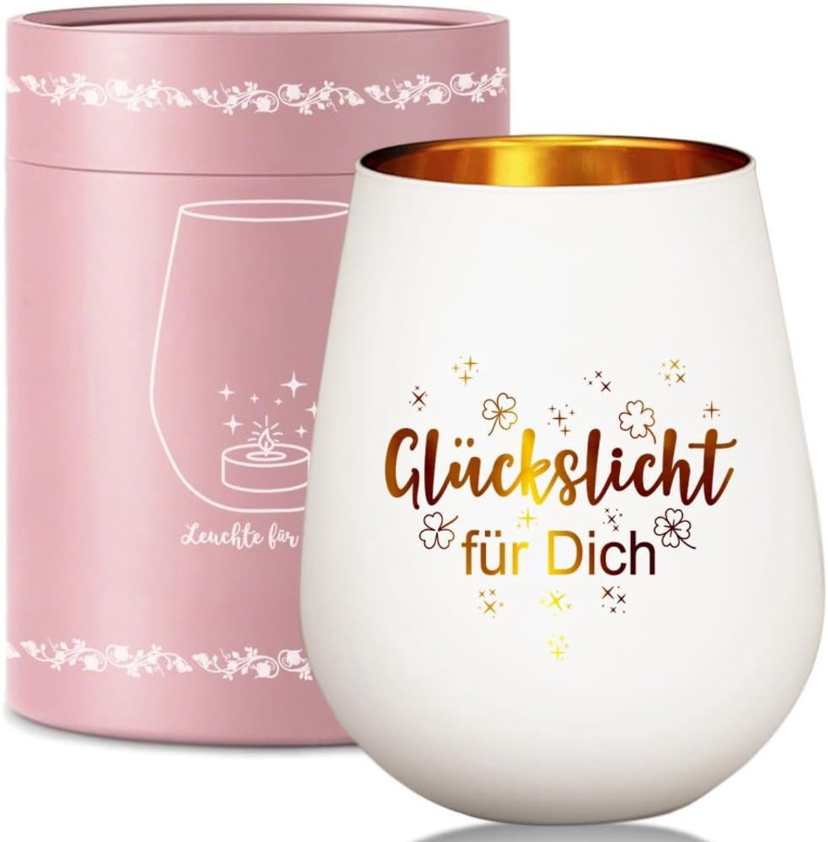 Windlicht van glas - Transparant - 11,3 x 8,6 x 8,6 cm - Gegraveerd Glas - Cadeau voor Vrouwen