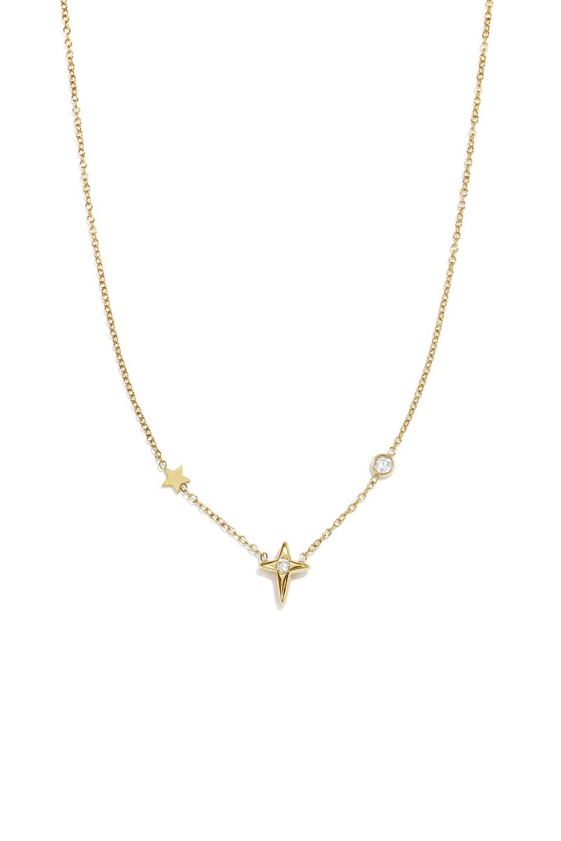 Nova - Sterren Ketting - Zirkonia - Stainless Steel - - Goud