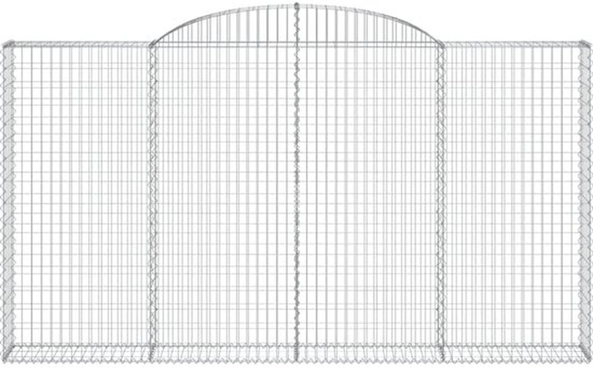 Gabion Manden 2 stuks 300x30x160 cm - Gebogen - Gegalvaniseerd Ijzer - Decoratief - Geluidsisolerend - Duurzaam Materiaal - Schanskorf