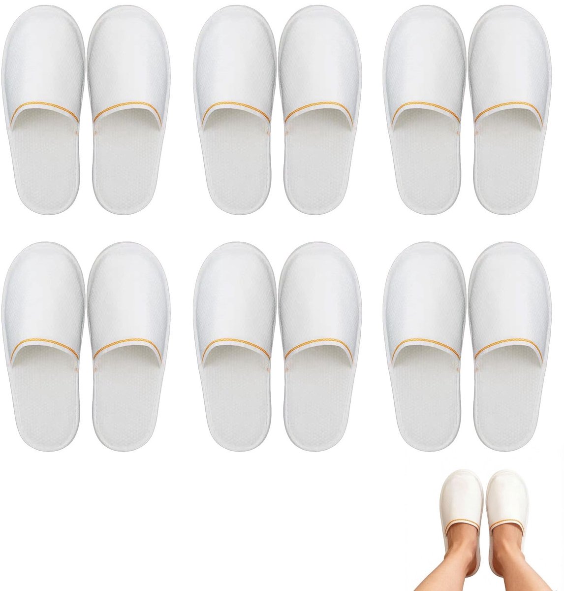 Solidchoice - Set van 6 Paar Zachte Huisslippers met Antislip Zool
