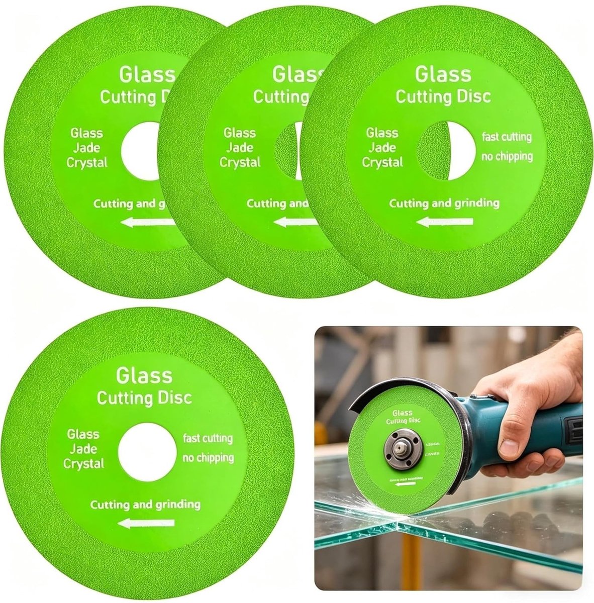 Solidchoice - Set van 4 Glazen Doorslijpschijven 100 mm voor Nauwkeurig Snijden