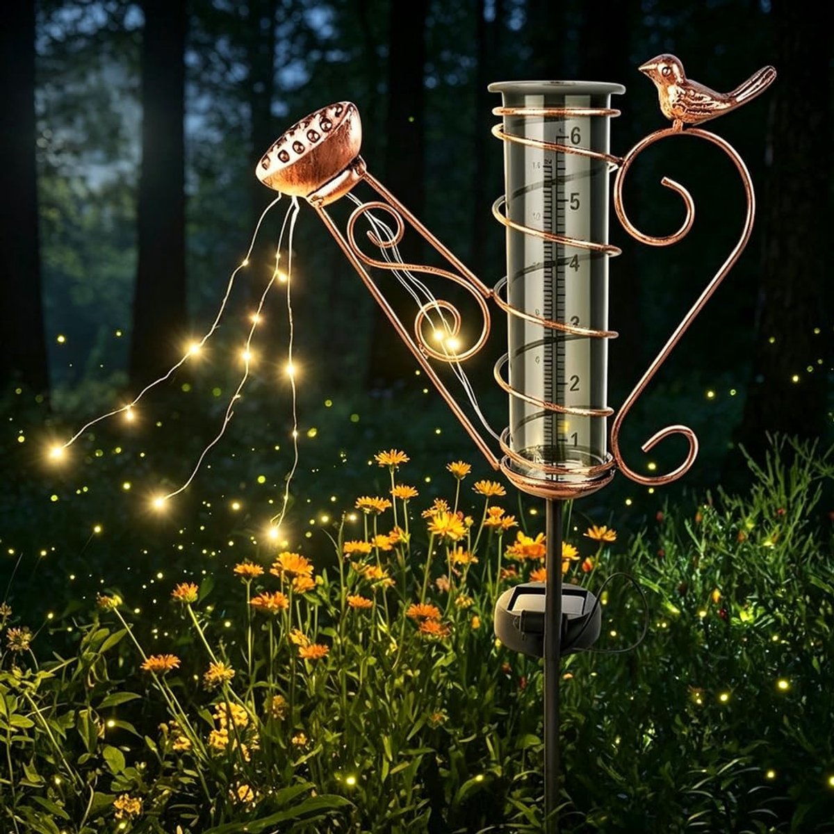 Solidchoice - Glazen Regenmeter met LED-Licht voor Tuin en Terras