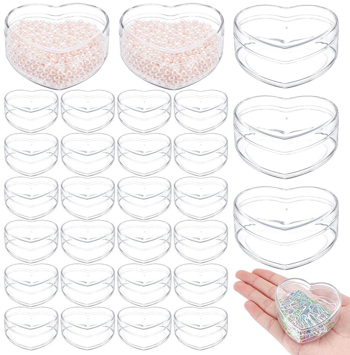 Solidchoice - 50 Stuks Hartvormige Acryl Dozen met Deksel